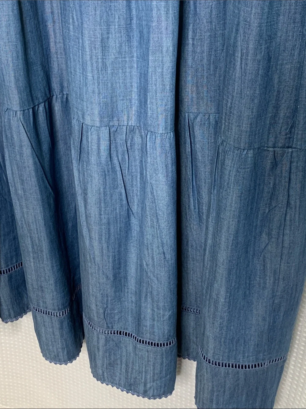 Chico's Blue Chambray Tencel Tiered V-Neck Maxi Dress Plus size 20 - Picture 7 of 15
